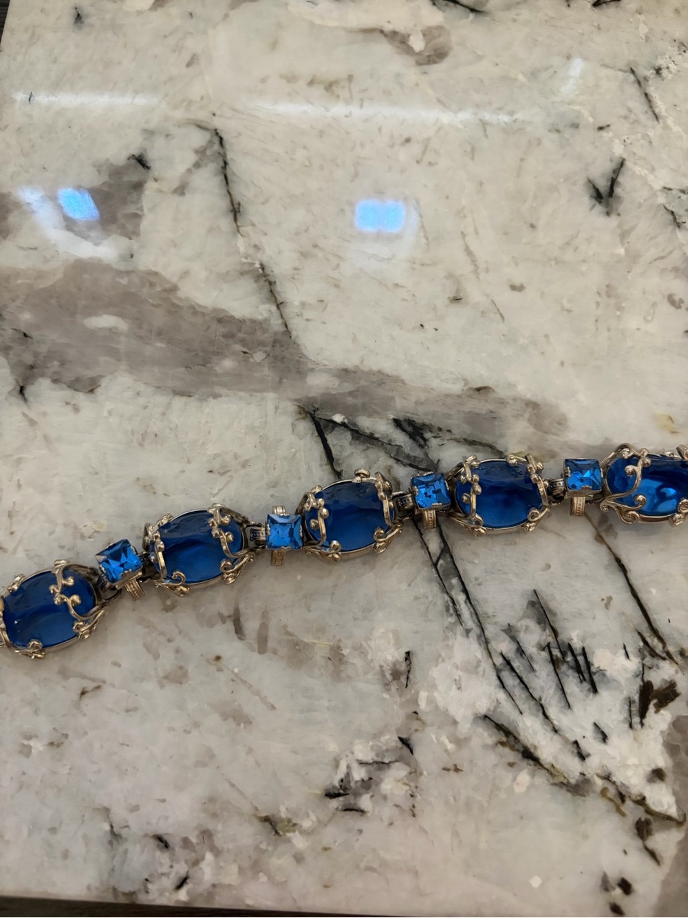 Blue Crystal Link Bracelet - Designer Style